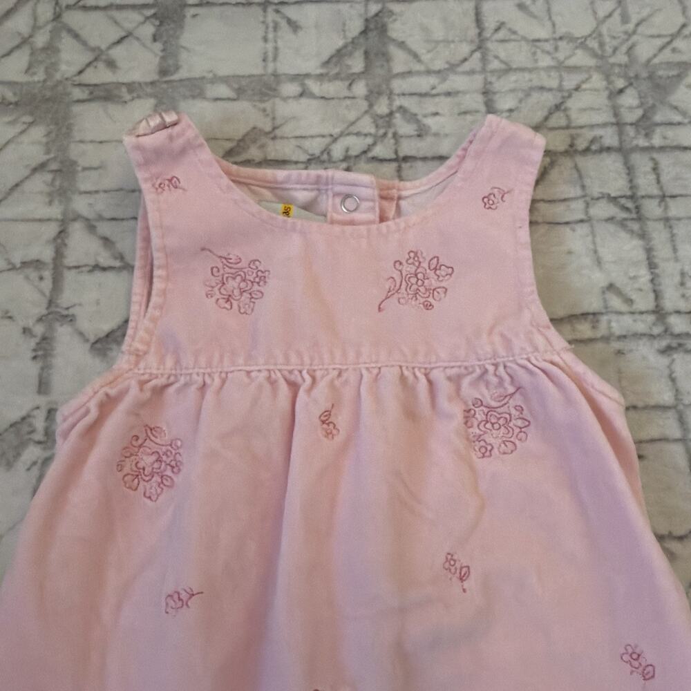 Sprockets Toddler Girls, Pink Velvet Jumpsuit‎ Embroidered Flowers 12 Months Vtg - Picture 3 of 9